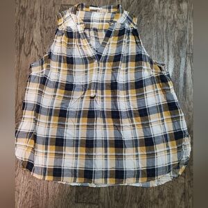 Fun 2 Fun Yellow Plaid Sleeveless Women's Size 2XL